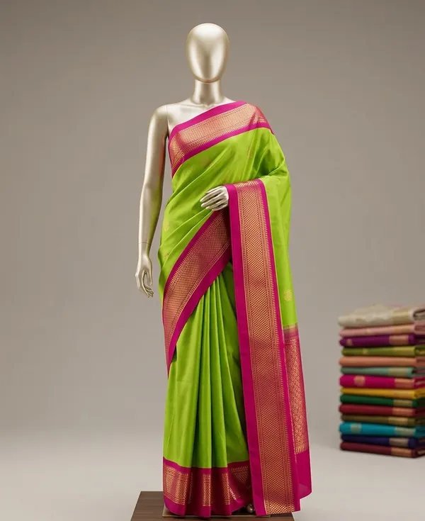 Green_Cotton_Silk_Traditional_Saree_With_Running_Blouse_For_Women