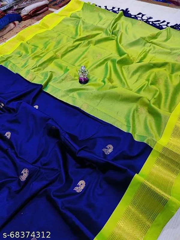 Blue_Cotton_Silk_Traditional_Saree_With_Running_Blouse_For_Women