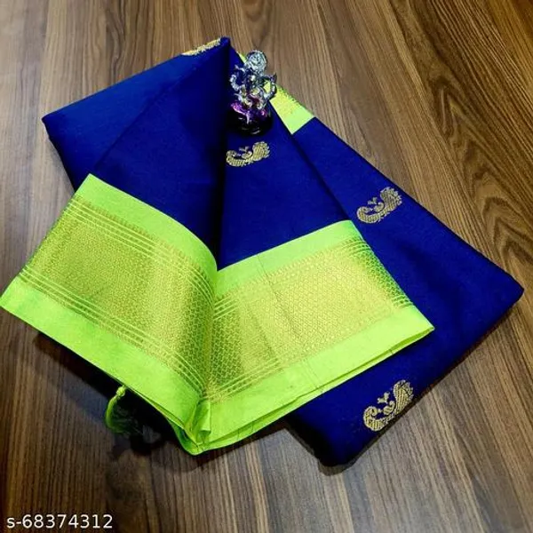 Blue_Cotton_Silk_Traditional_Saree_With_Running_Blouse_For_Women