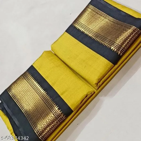 Yellow_Cotton_Silk_Traditional_Saree_With_Running_Blouse_For_Women