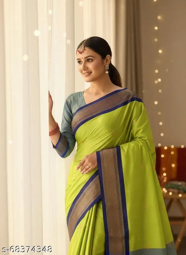 Lemon_Yellow_Cotton_Silk_Traditional_Saree_With_Running_Blouse_For_Women