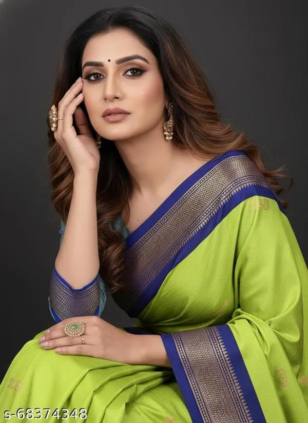 Lemon_Yellow_Cotton_Silk_Traditional_Saree_With_Running_Blouse_For_Women