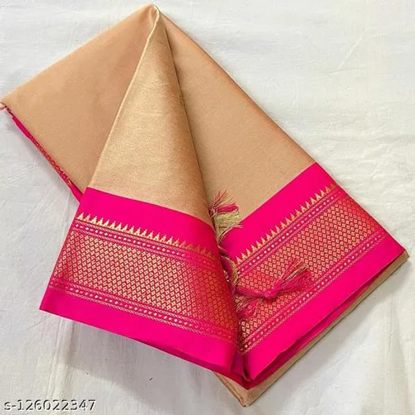 Golden_Cotton_Silk_Traditional_Saree_With_Running_Blouse_For_Women