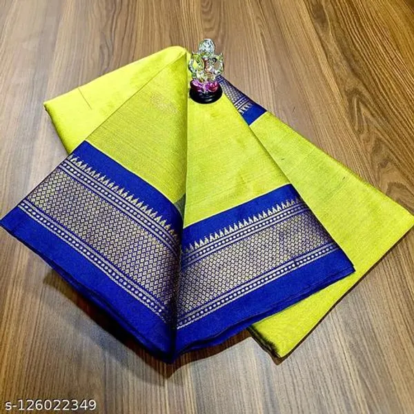 Lemon_Cotton_Silk_Traditional_Saree_With_Running_Blouse_For_Women