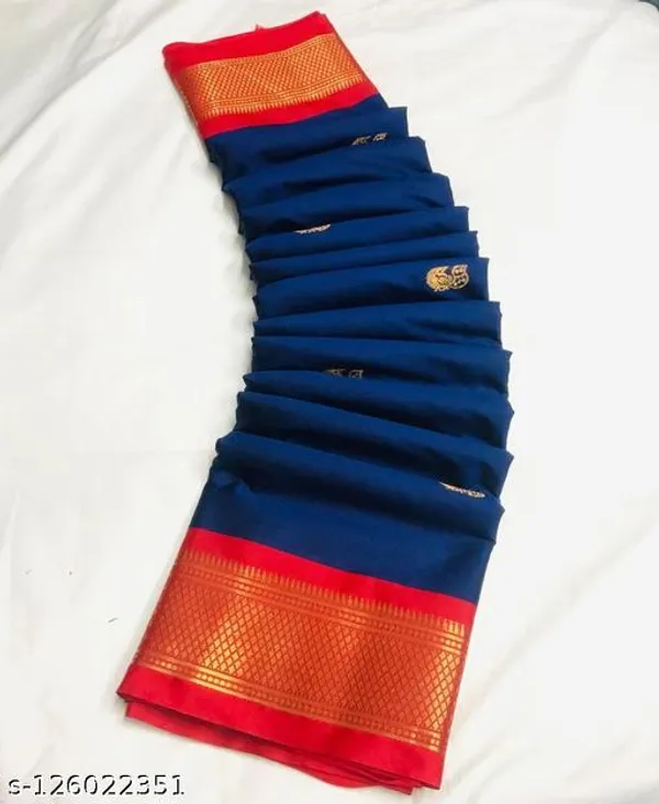 Navy_Blue_Cotton_Silk_Traditional_Saree_With_Running_Blouse_For_Women