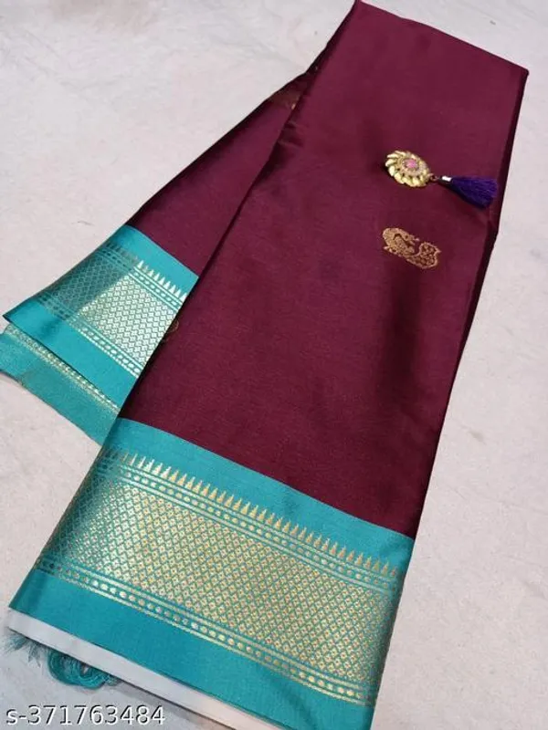 Marron_Cotton_Silk_Traditional_Saree_With_Running_Blouse_For_Women