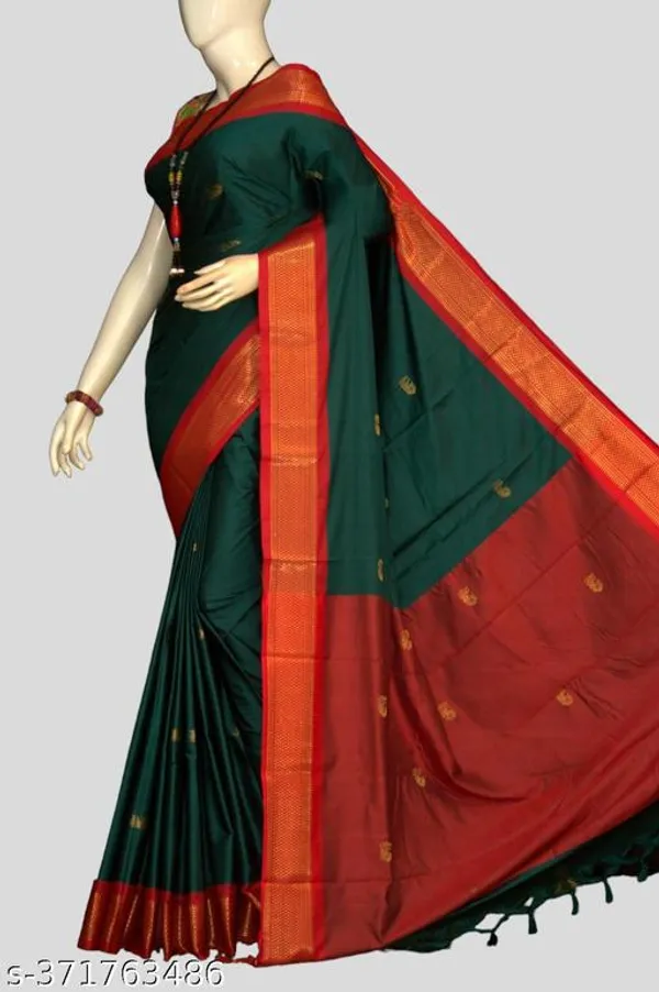 Green_Cotton_Silk_Traditional_Saree_With_Running_Blouse_For_Women