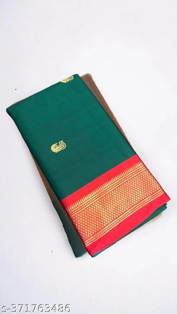 Green_Cotton_Silk_Traditional_Saree_With_Running_Blouse_For_Women
