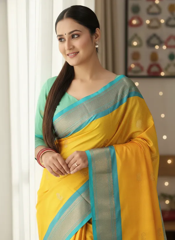 Yellow_Cotton_Silk_Traditional_Saree_With_Running_Blouse_For_Women