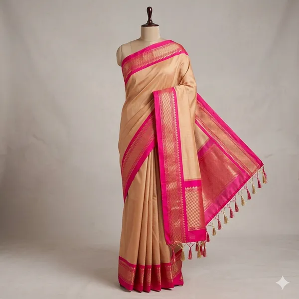 Golden_Cotton_Silk_Traditional_Saree_With_Running_Blouse_For_Women