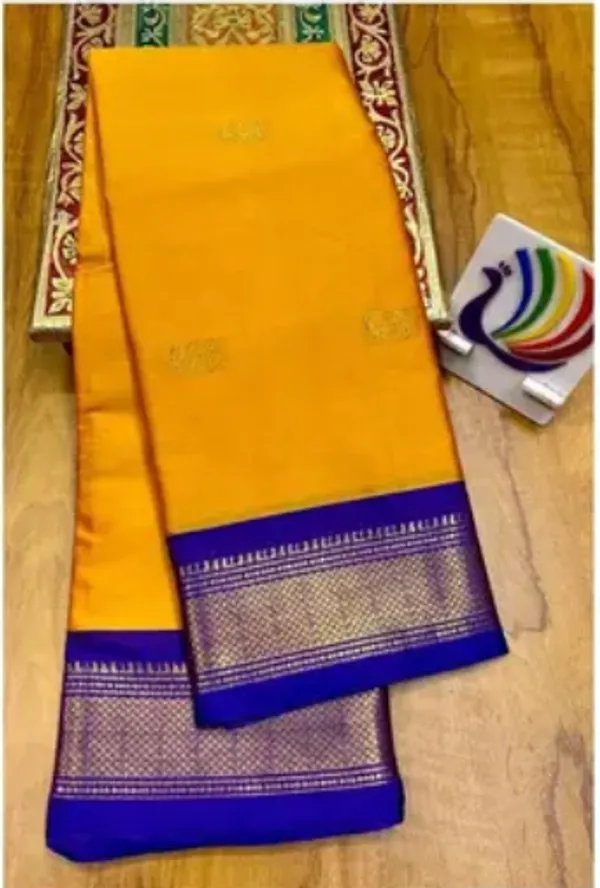 Yellow_Cotton_Silk_Traditional_Saree_With_Running_Blouse_For_Women