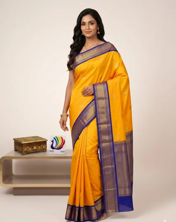 Yellow_Cotton_Silk_Traditional_Saree_With_Running_Blouse_For_Women