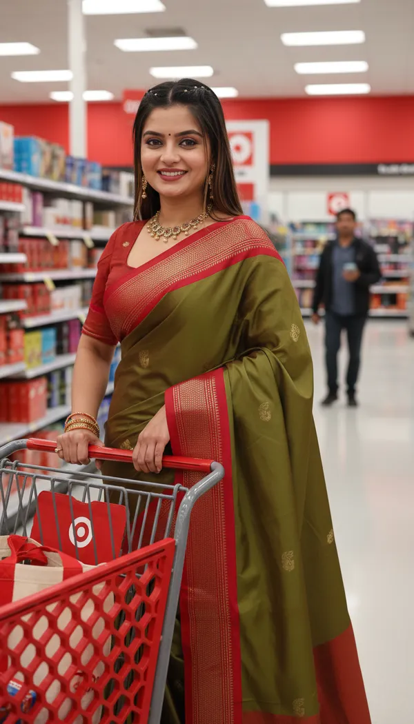 Mahendi_And_Red_Cotton_Silk_Traditional_Saree_With_Running_Blouse_For_Women