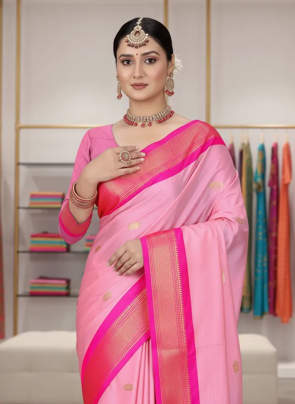 Light_Pink_Cotton_Silk_Traditional_Saree_With_Running_Blouse_For_Women