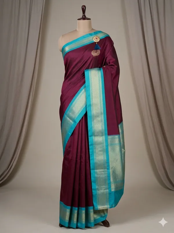 Marron_Cotton_Silk_Traditional_Saree_With_Running_Blouse_For_Women