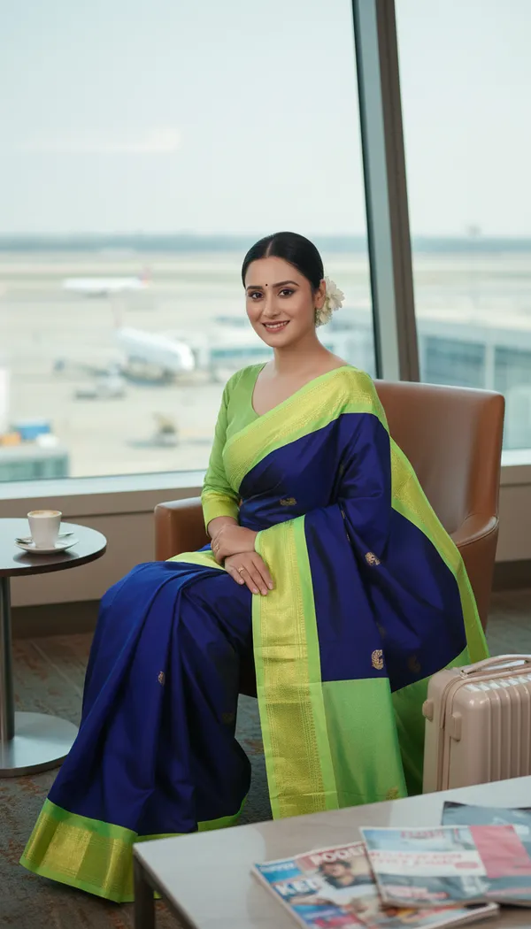 Navy_Blue_Cotton_Silk_Traditional_Saree_With_Running_Blouse_For_Women