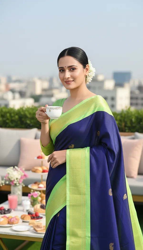 Navy_Blue_Cotton_Silk_Traditional_Saree_With_Running_Blouse_For_Women
