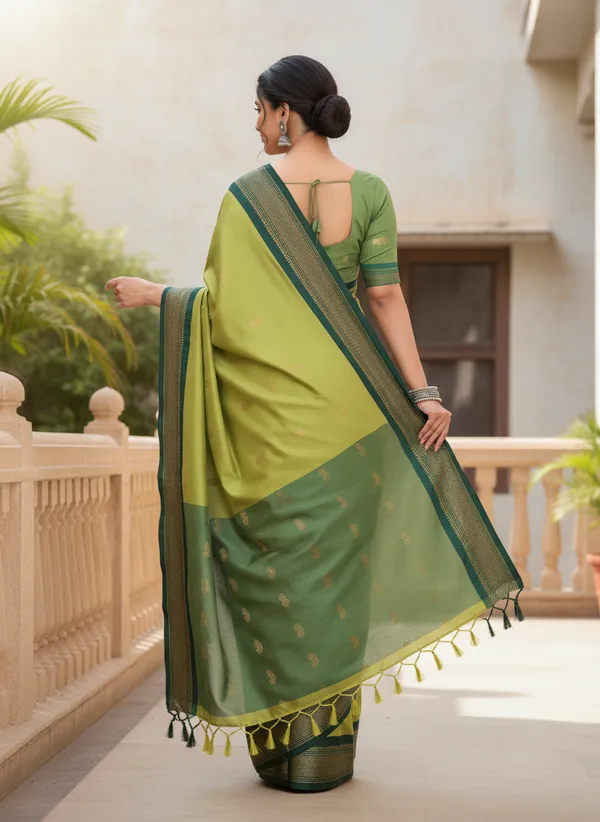 Light_Green_Cotton_Silk_Traditional_Saree_With_Running_Blouse_For_Women