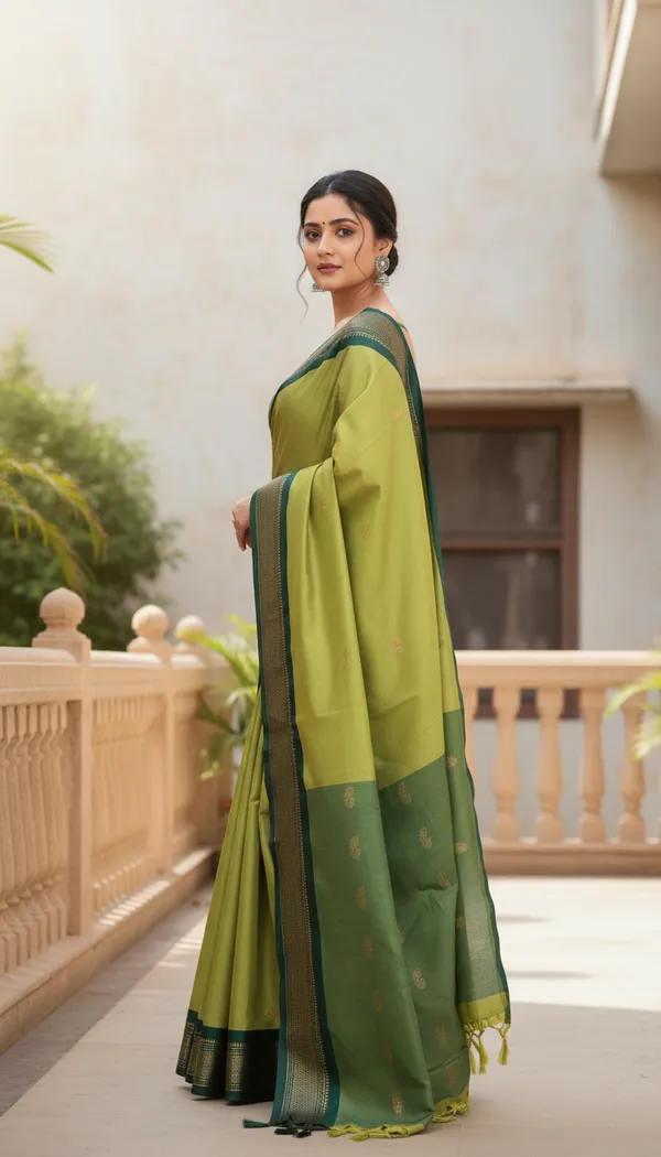 Light_Green_Cotton_Silk_Traditional_Saree_With_Running_Blouse_For_Women