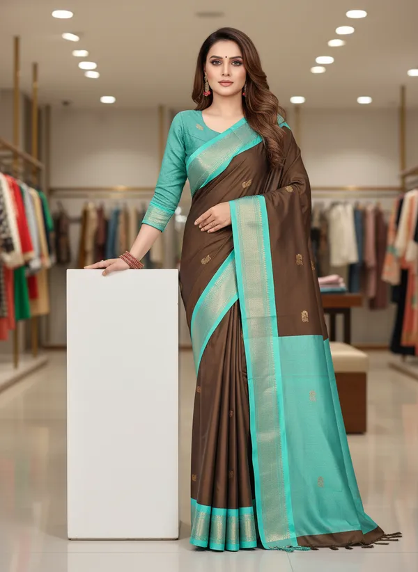 Brown_Cotton_Silk_Traditional_Saree_With_Running_Blouse_For_Women