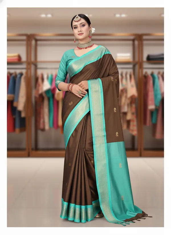 Brown_Cotton_Silk_Traditional_Saree_With_Running_Blouse_For_Women