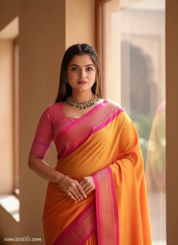 Mango_Yellow_Cotton_Silk_Traditional_Saree_With_Running_Blouse_For_Women