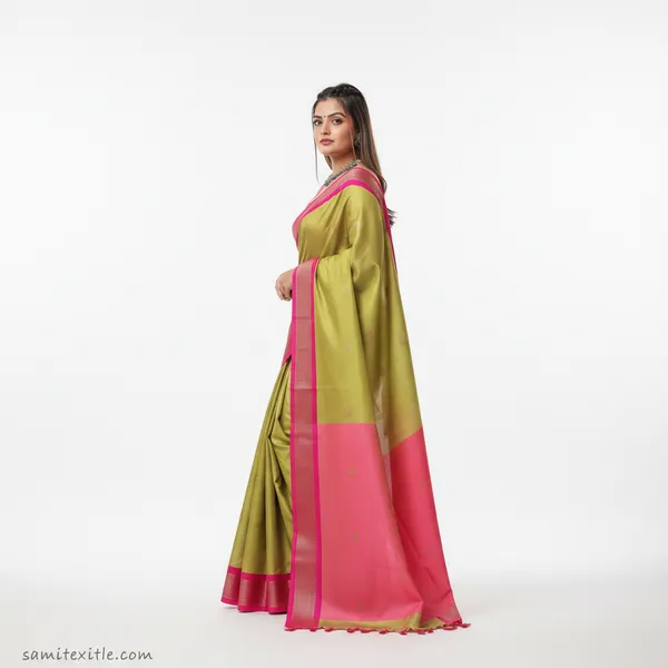 Olive_Green_Cotton_Silk_Traditional_Saree_With_Running_Blouse_For_Women