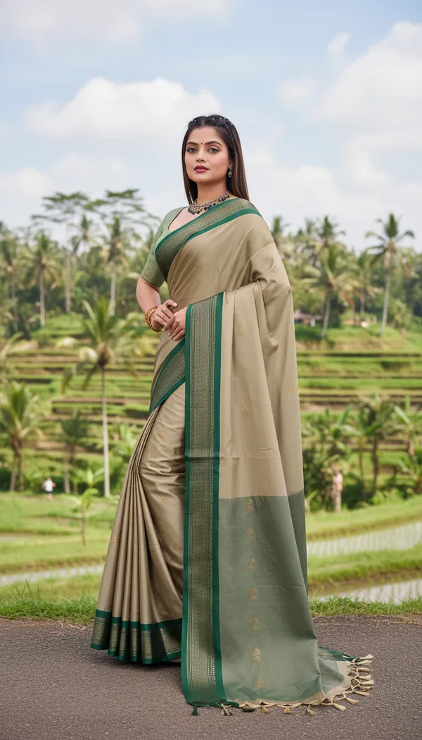 Dark_Beige_Cotton_Silk_Traditional_Saree_With_Running_Blouse_For_Women
