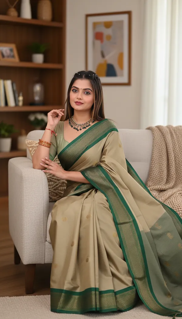 Dark_Beige_Cotton_Silk_Traditional_Saree_With_Running_Blouse_For_Women