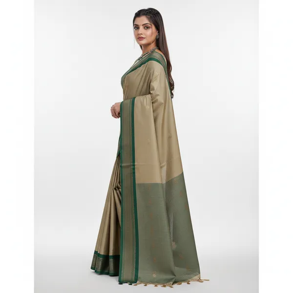 Dark_Beige_Cotton_Silk_Traditional_Saree_With_Running_Blouse_For_Women