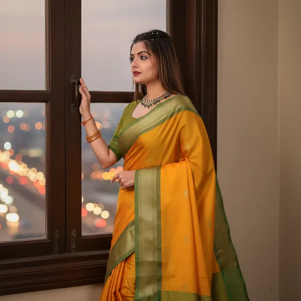 Yellow_Cotton_Silk_Traditional_Saree_With_Running_Blouse_For_Women