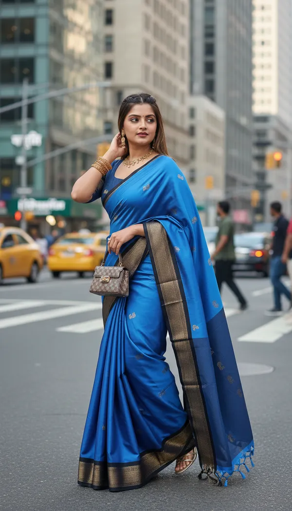 Ananda_Blue_Cotton_Silk_Traditional_Saree_With_Running_Blouse_For_Women