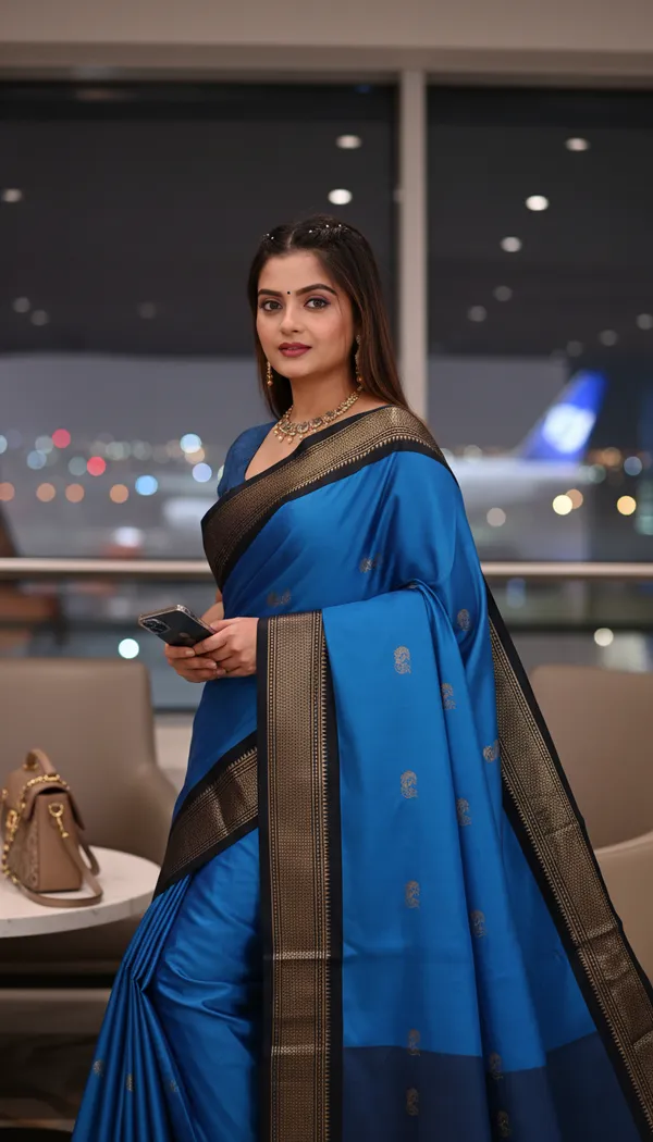 Ananda_Blue_Cotton_Silk_Traditional_Saree_With_Running_Blouse_For_Women