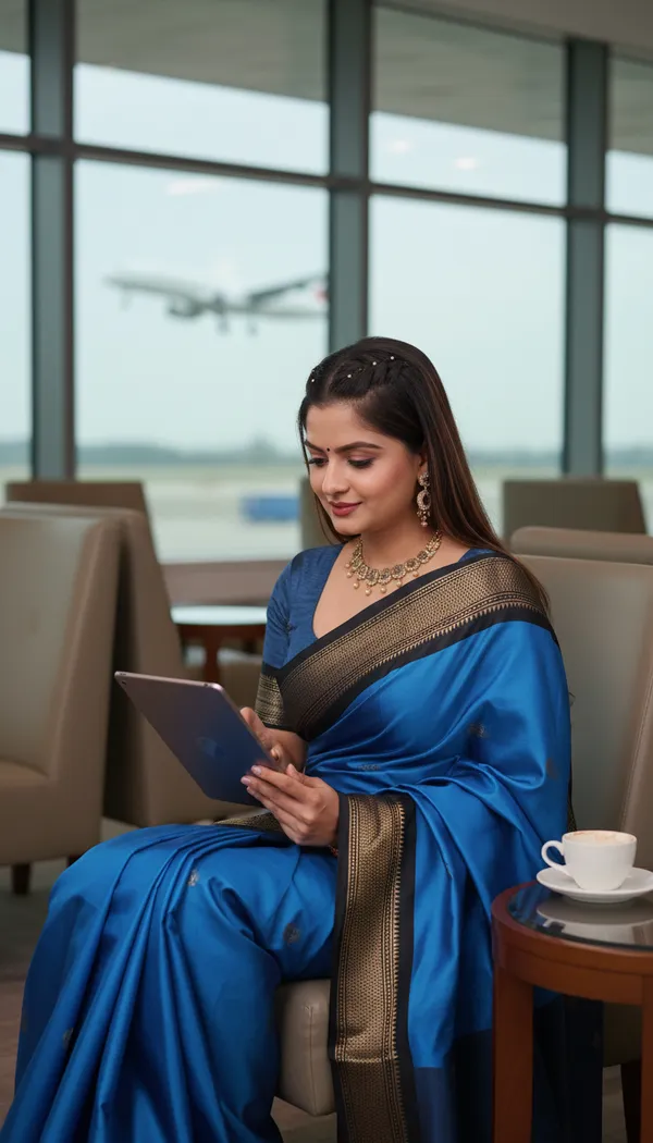 Ananda_Blue_Cotton_Silk_Traditional_Saree_With_Running_Blouse_For_Women