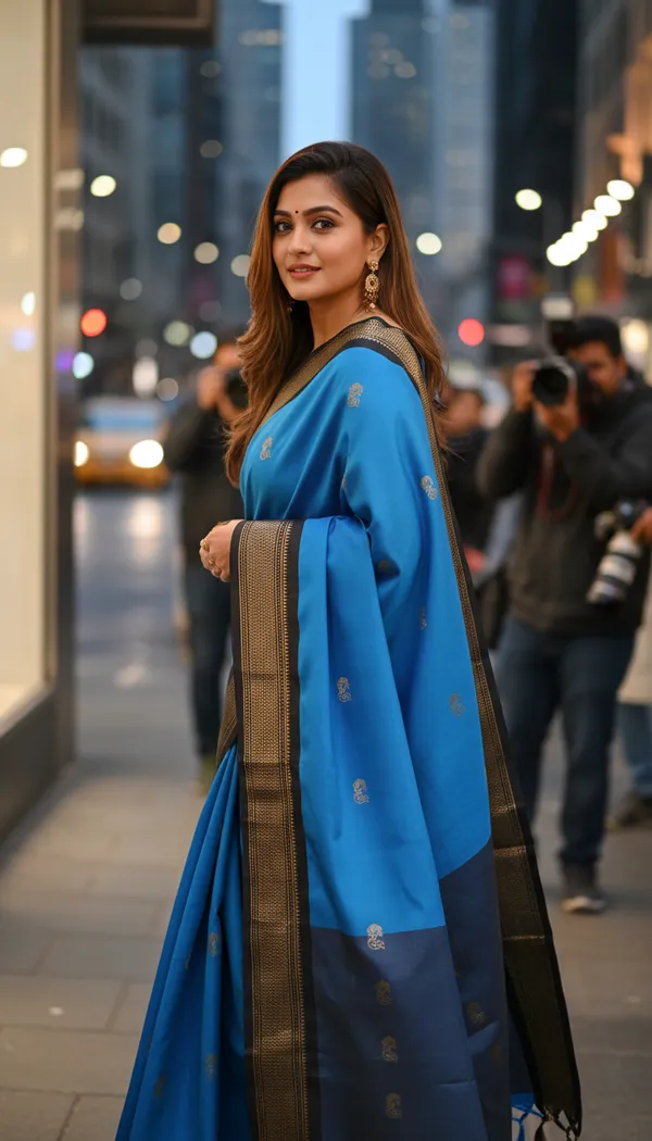 Ananda_Blue_Cotton_Silk_Traditional_Saree_With_Running_Blouse_For_Women
