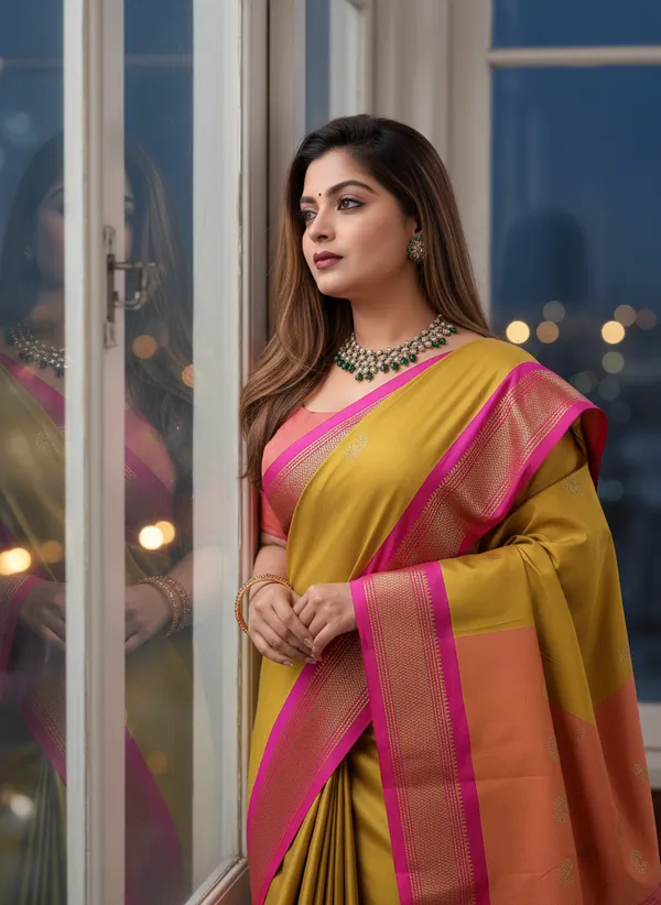 Mustard_Yellow_Cotton_Silk_Traditional_Saree_With_Running_Blouse_For_Women