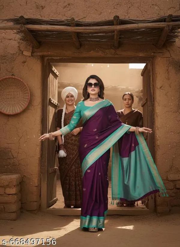 Brown_Cotton_Silk_Traditional_Saree_With_Running_Blouse_For_Women