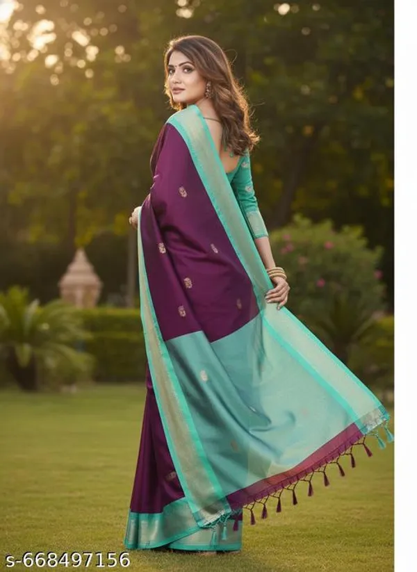 Brown_Cotton_Silk_Traditional_Saree_With_Running_Blouse_For_Women