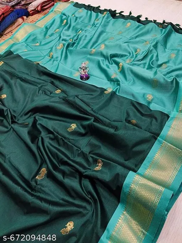 Green_Cotton_Silk_Traditional_Saree_With_Running_Blouse_For_Women