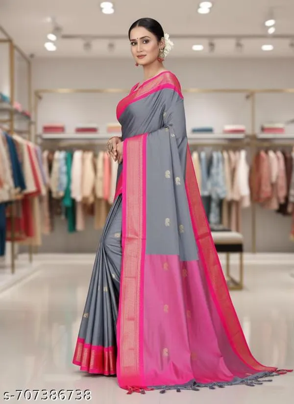 Grey_Cotton_Silk_Traditional_Saree_With_Running_Blouse_For_Women