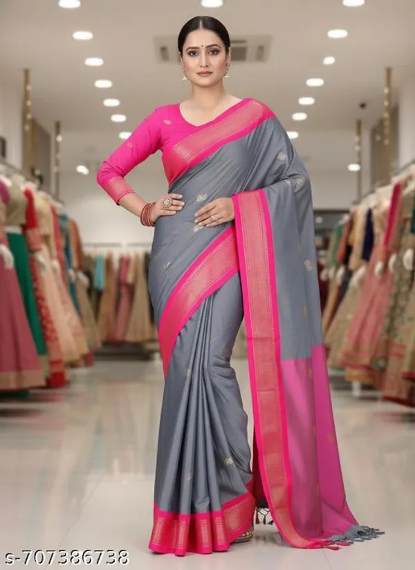 Grey_Cotton_Silk_Traditional_Saree_With_Running_Blouse_For_Women