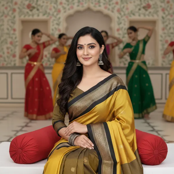 Gold_Yellow_Cotton_Silk_Traditional_Saree_With_Running_Blouse_For_Women