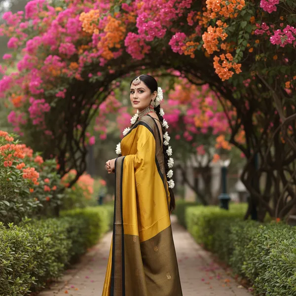 Gold_Yellow_Cotton_Silk_Traditional_Saree_With_Running_Blouse_For_Women