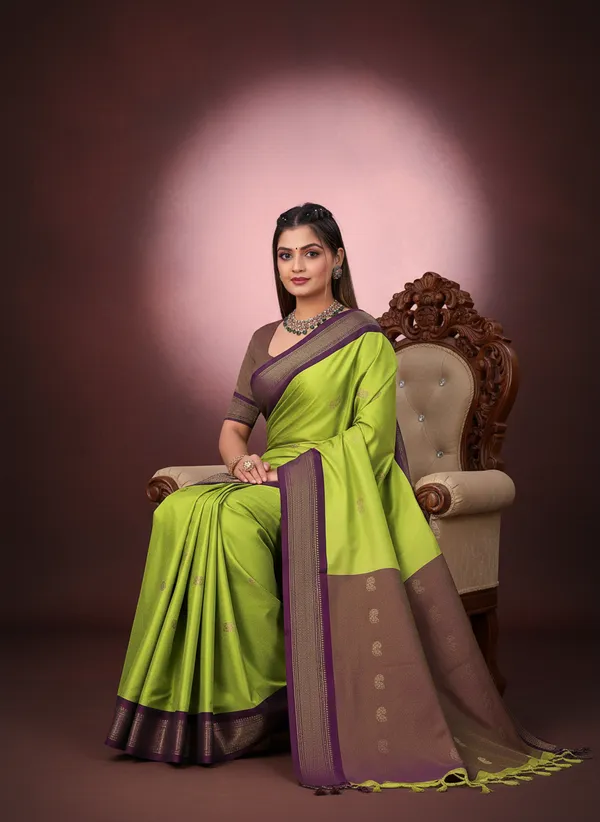 Lime_Green_Cotton_Silk_Traditional_Saree_With_Running_Blouse_For_Women