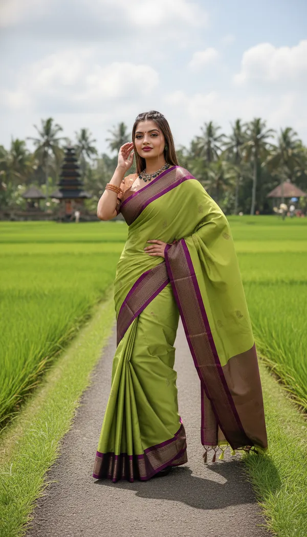 Lime_Green_Cotton_Silk_Traditional_Saree_With_Running_Blouse_For_Women