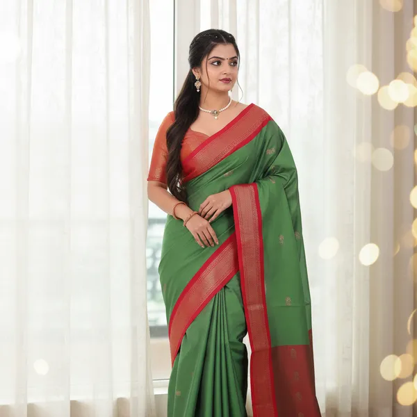 Soft_Green_Cotton_Silk_Traditional_Saree_With_Running_Blouse_For_Women