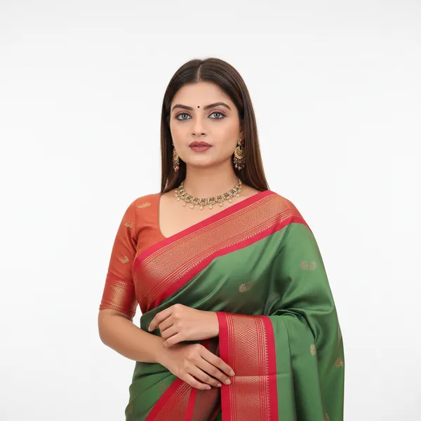 Soft_Green_Cotton_Silk_Traditional_Saree_With_Running_Blouse_For_Women