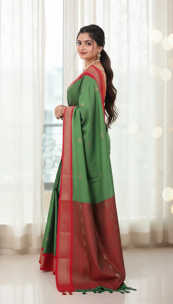 Soft_Green_Cotton_Silk_Traditional_Saree_With_Running_Blouse_For_Women