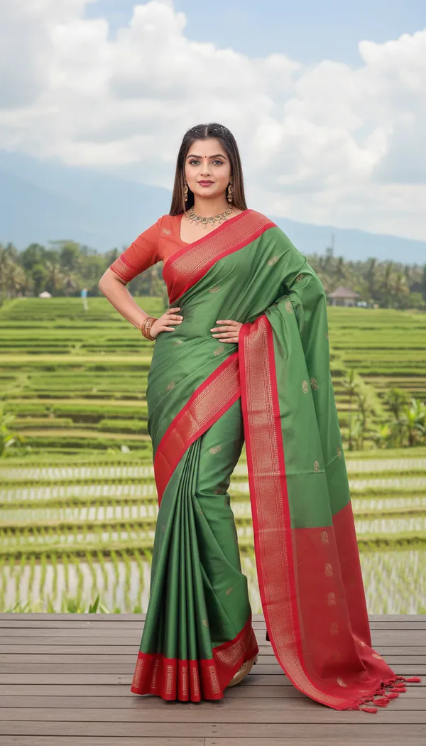 Soft_Green_Cotton_Silk_Traditional_Saree_With_Running_Blouse_For_Women