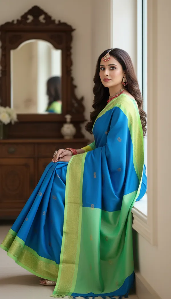 Blue_Cotton_Silk_Traditional_Saree_With_Running_Blouse_For_Women